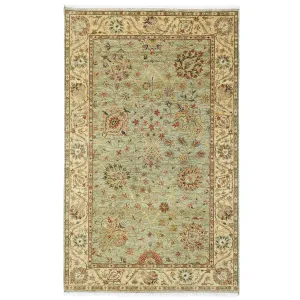 Green Traditional Wool Rug - 5' x 8'