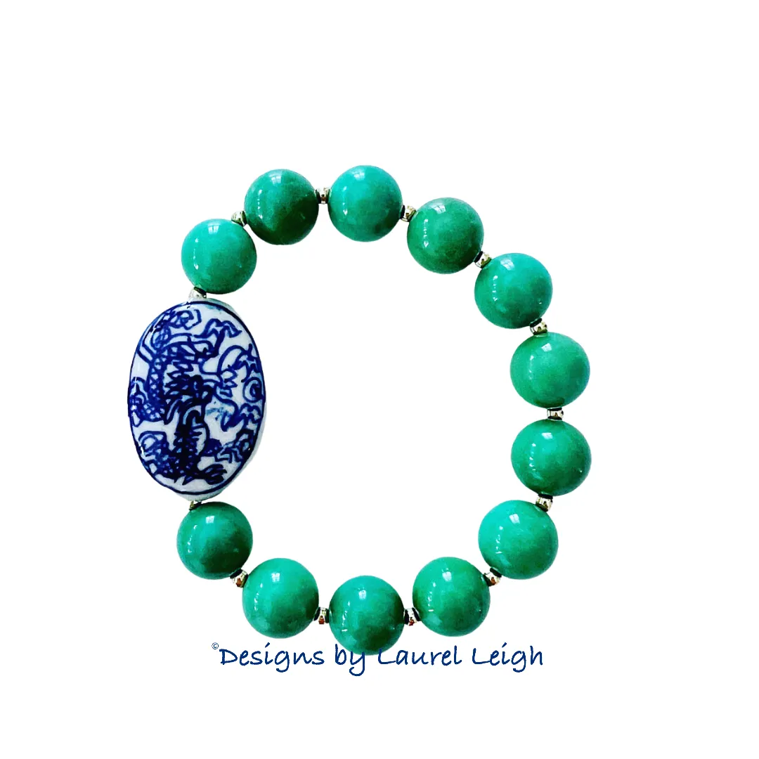 Green Turquoise Chinoiserie Statement Bracelet