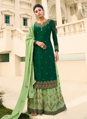 Green Two Tone Designer Gharara Style Suit