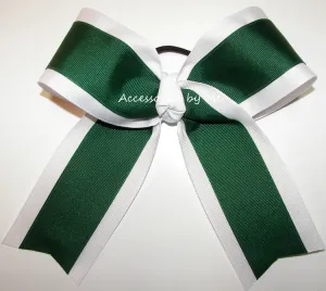 Green White Ponytail Cheer Bow