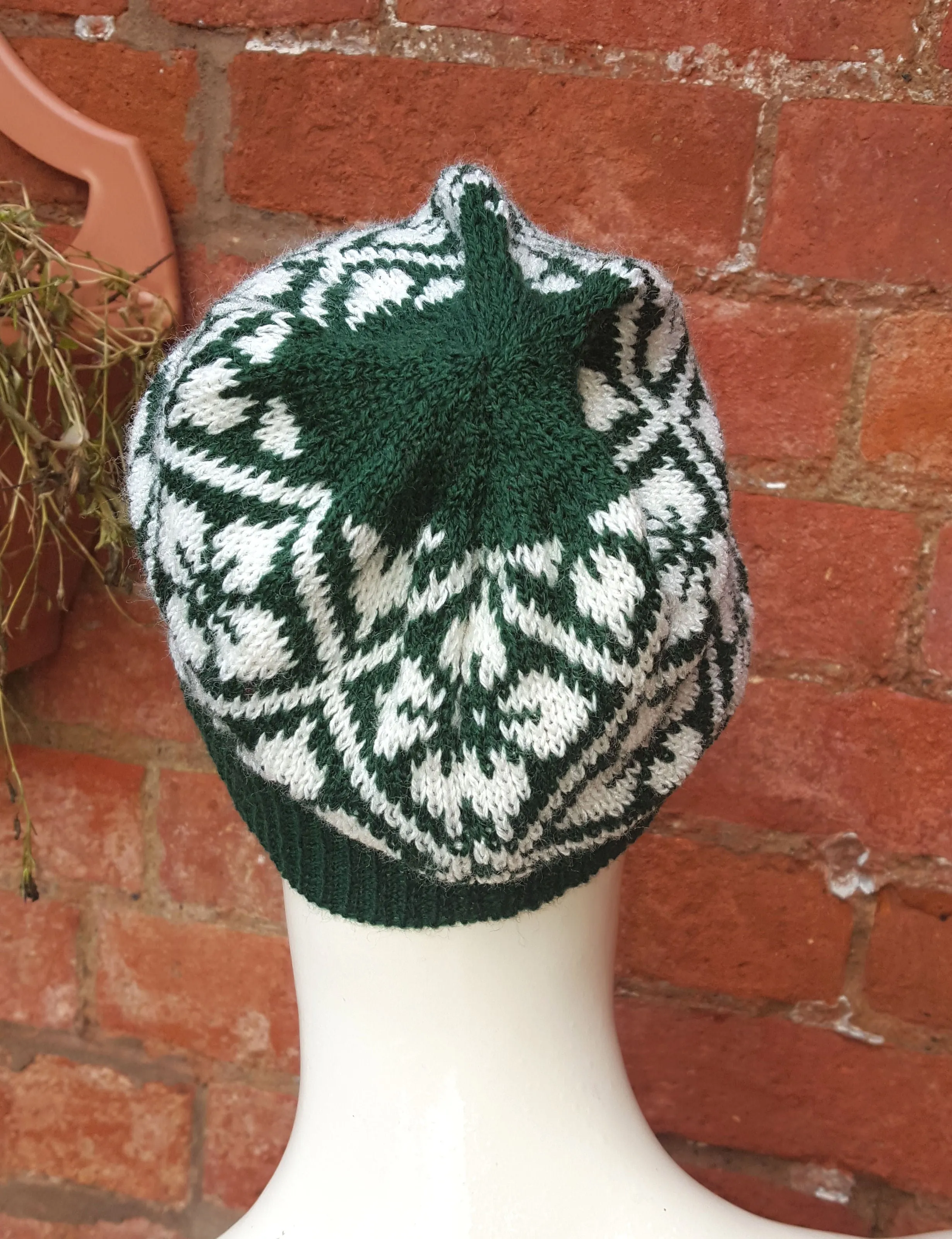 Green Winter hat, Ski hat , silly hat, Kep style slouchy beanie, in Christmas colours