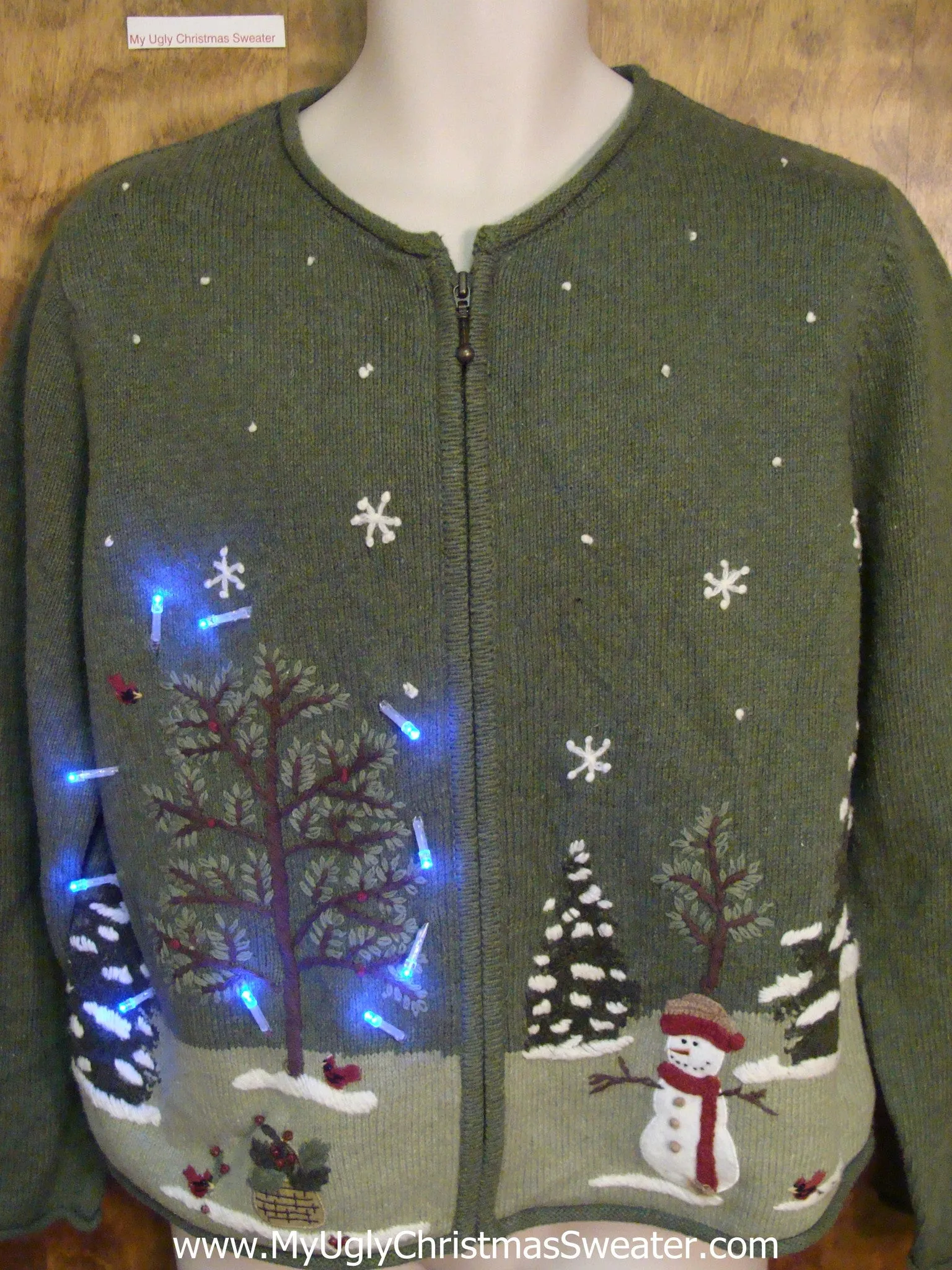 Green Winter Wonderland Light Up Ugly Christmas Jumper