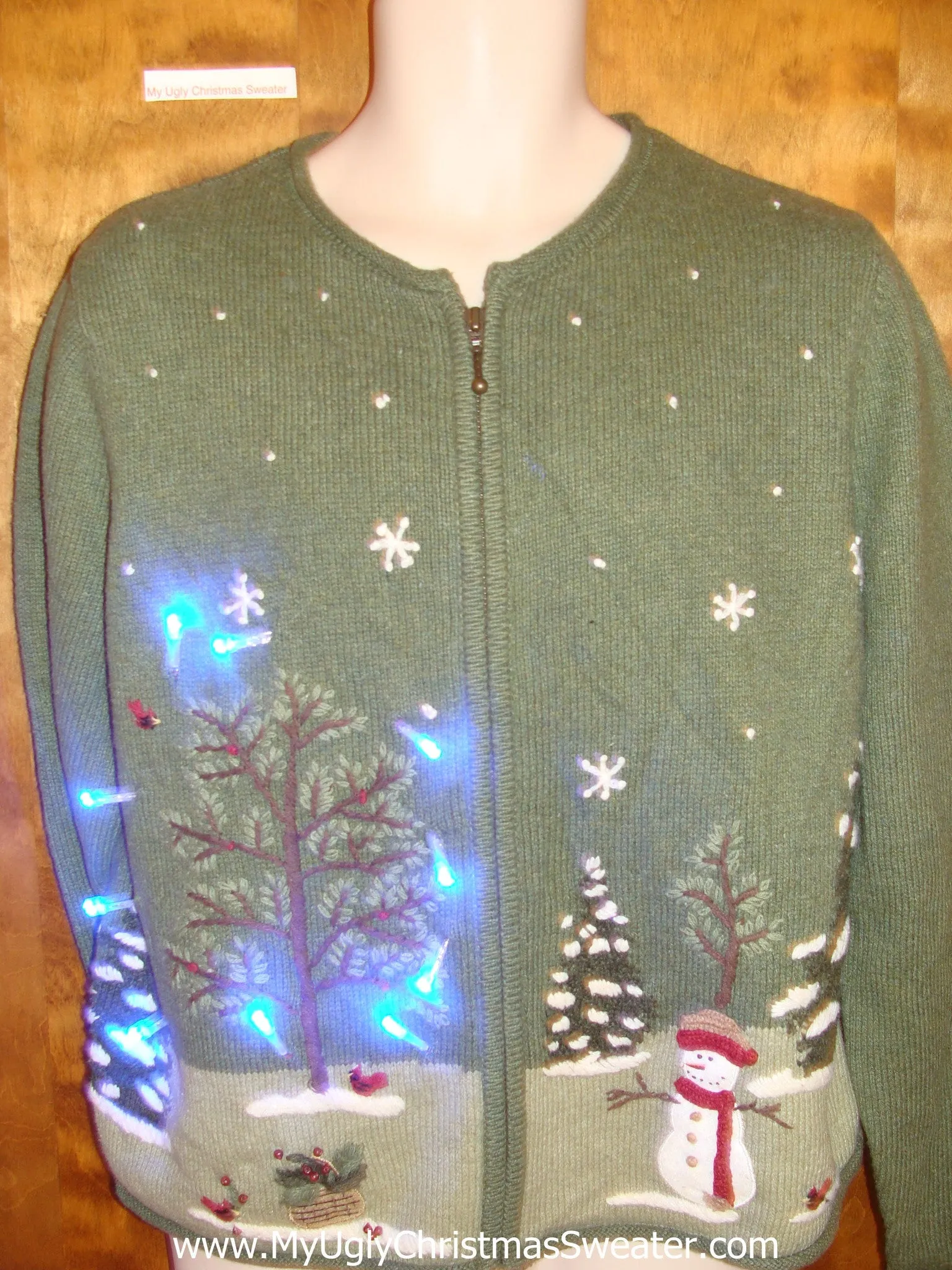 Green Winter Wonderland Light Up Ugly Christmas Jumper