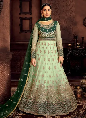 Green Zari Embroidered Wedding Anarkali Suit