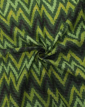 GREEN ZIGZAG DESIGN COTTON PRINTED FABRIC