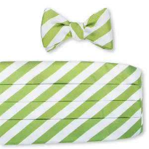 Green/White Bar Stripes Cummerbund Set - CB1290