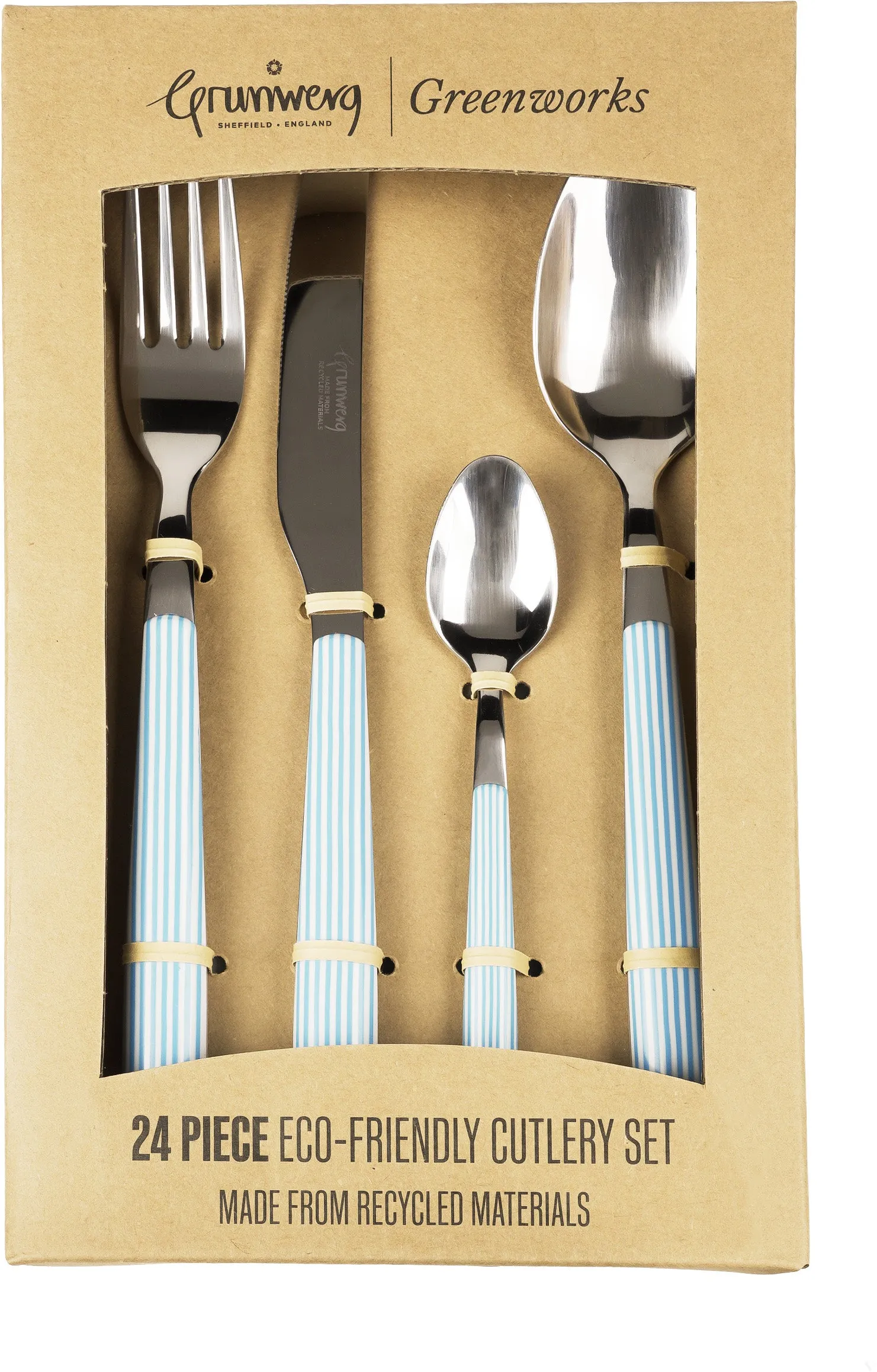 Greenworks 24 Piece Cutlery Set Seersucker Stripe