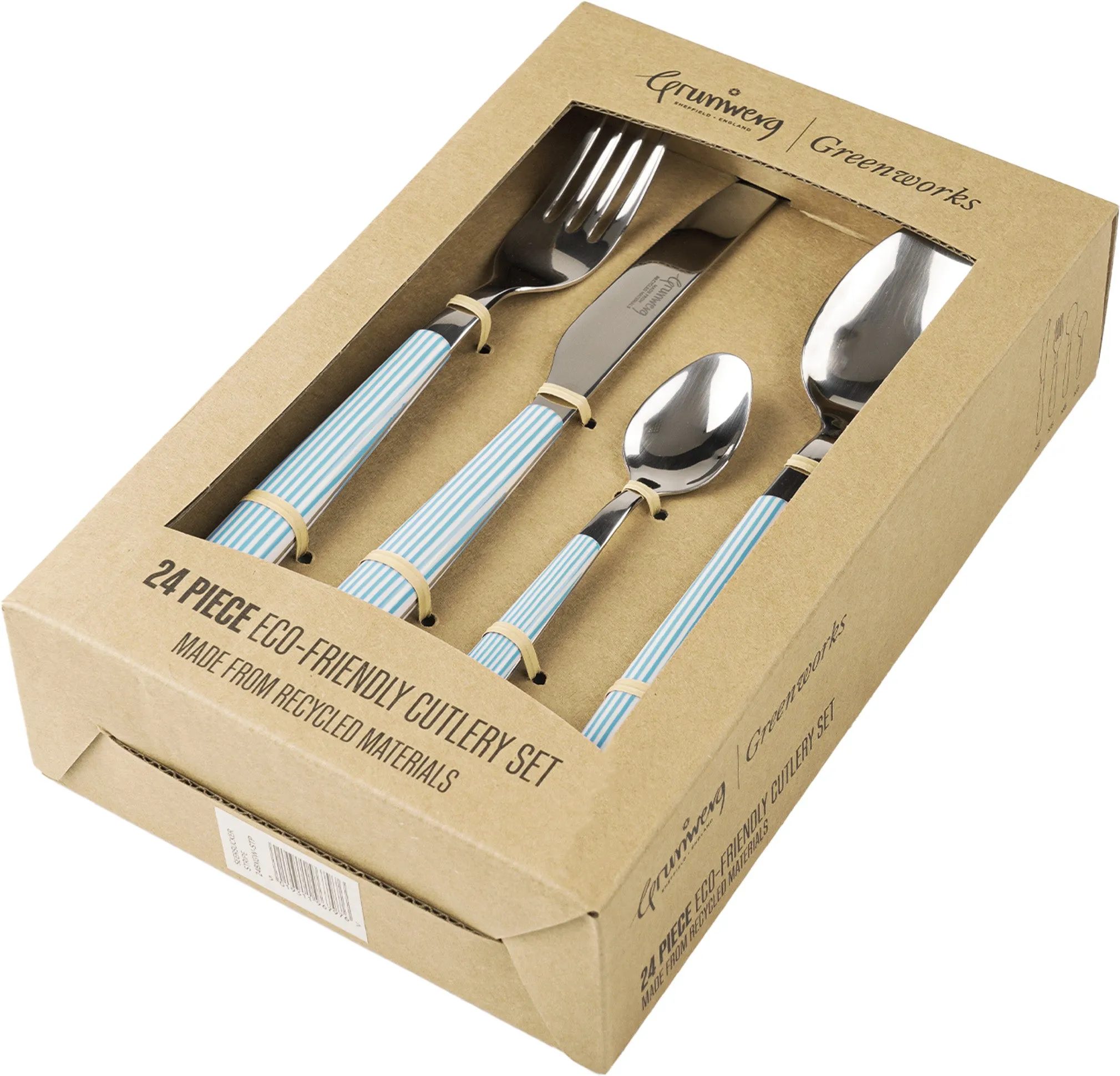 Greenworks 24 Piece Cutlery Set Seersucker Stripe