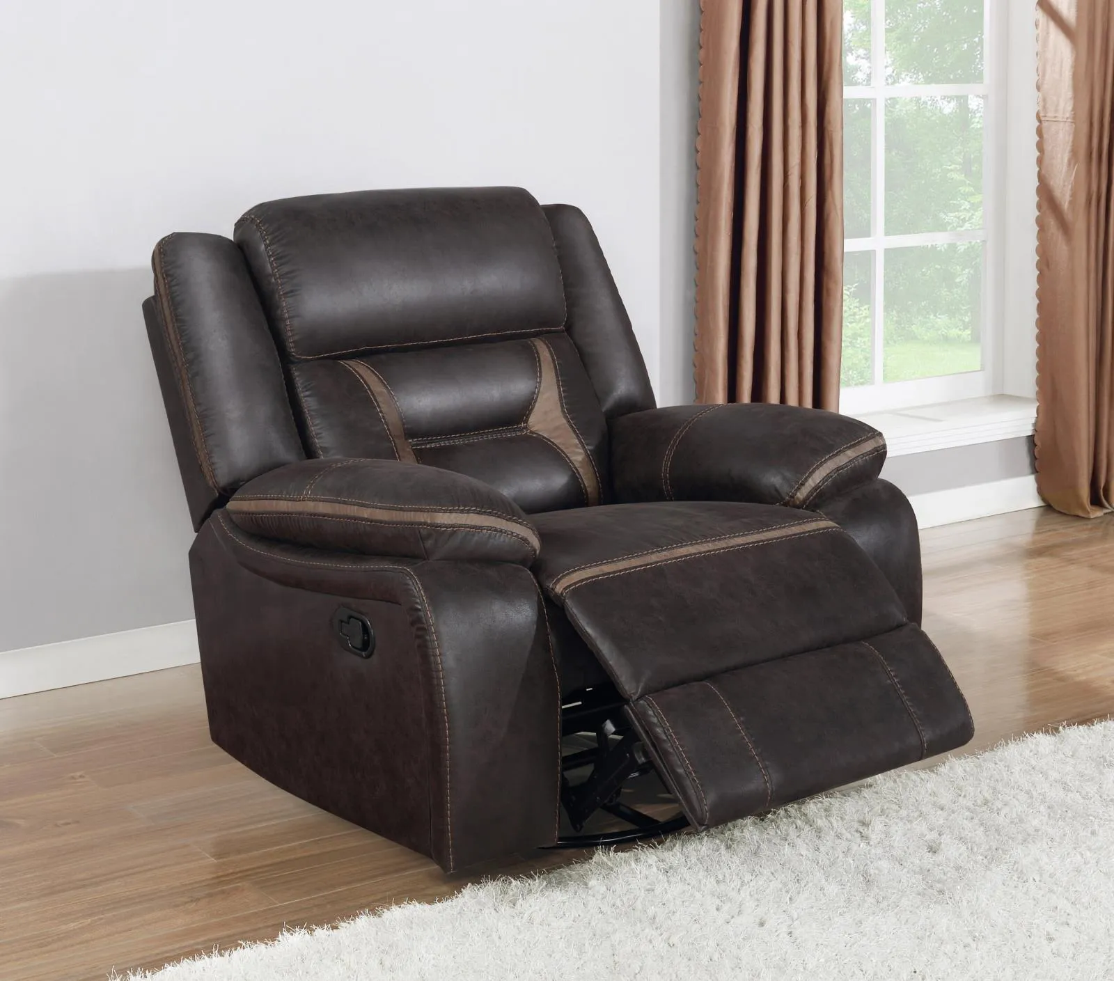 Greer Upholstered Swivel Glider Recliner | Tufted Back Design