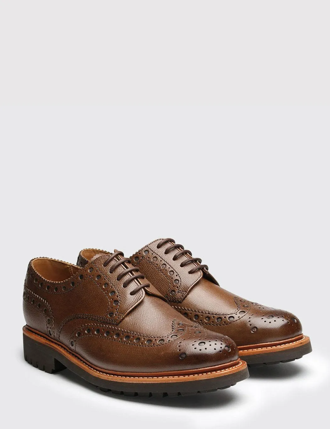 Grenson Archie Commando Sole Brogue Shoes - Brown