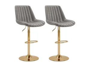 Grey Adjustable Gold Bar Stools, Set of 2