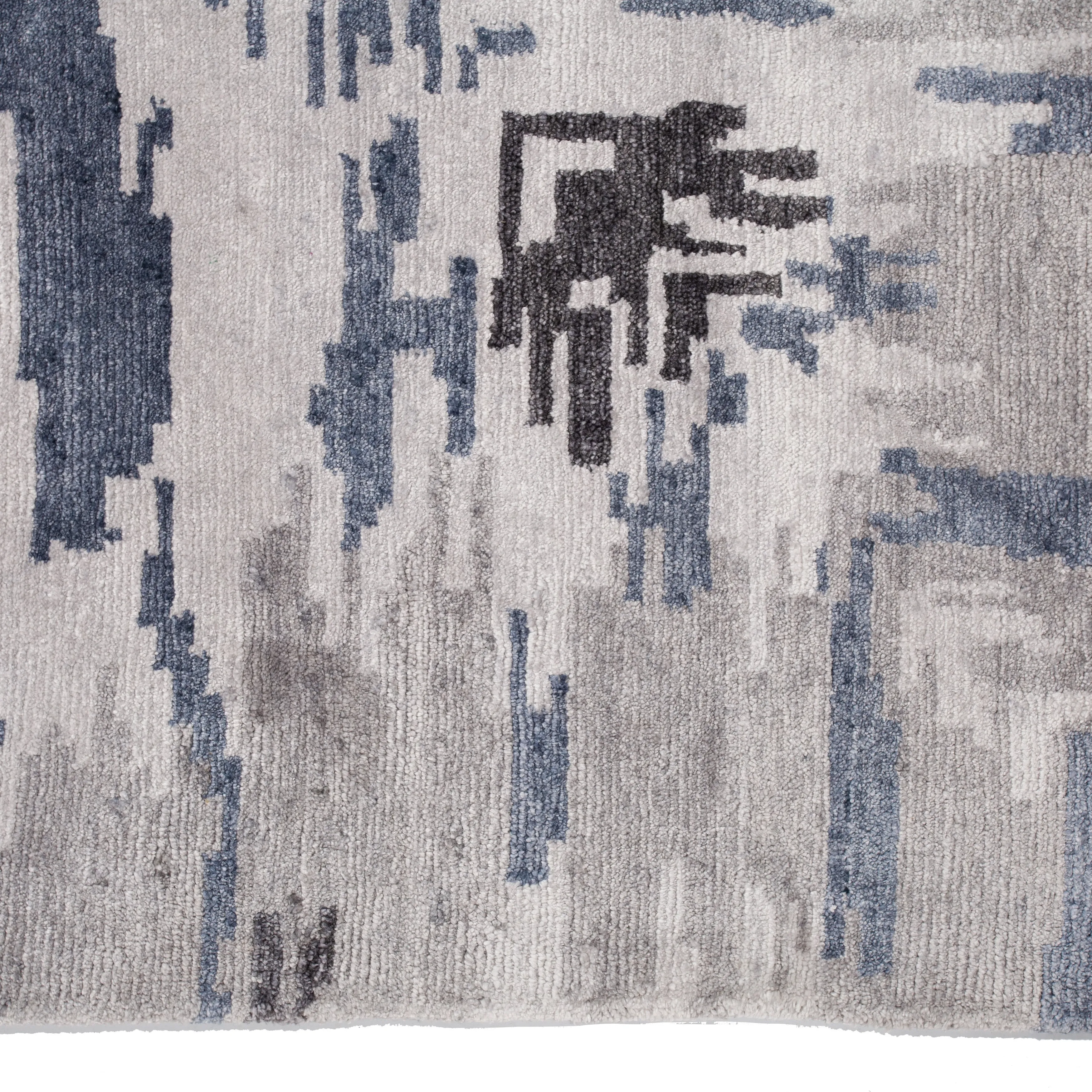 Grey & Blue Modern Wool Blend Rug - 9'4" x 12'3"