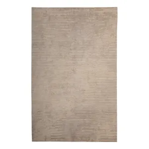 Grey & White Contemporary Tibetan Silk Wool Blend Rug