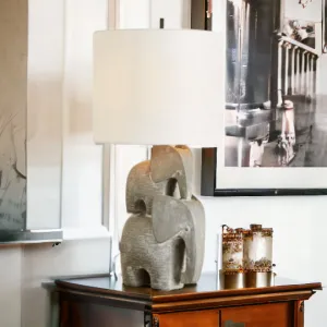 Grey & White Elephant Table Lamp