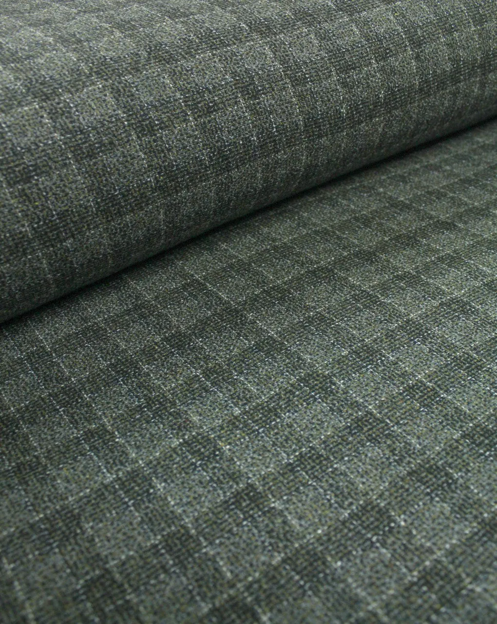 Grey And Black Checks Design Woolen Tweed Fabric