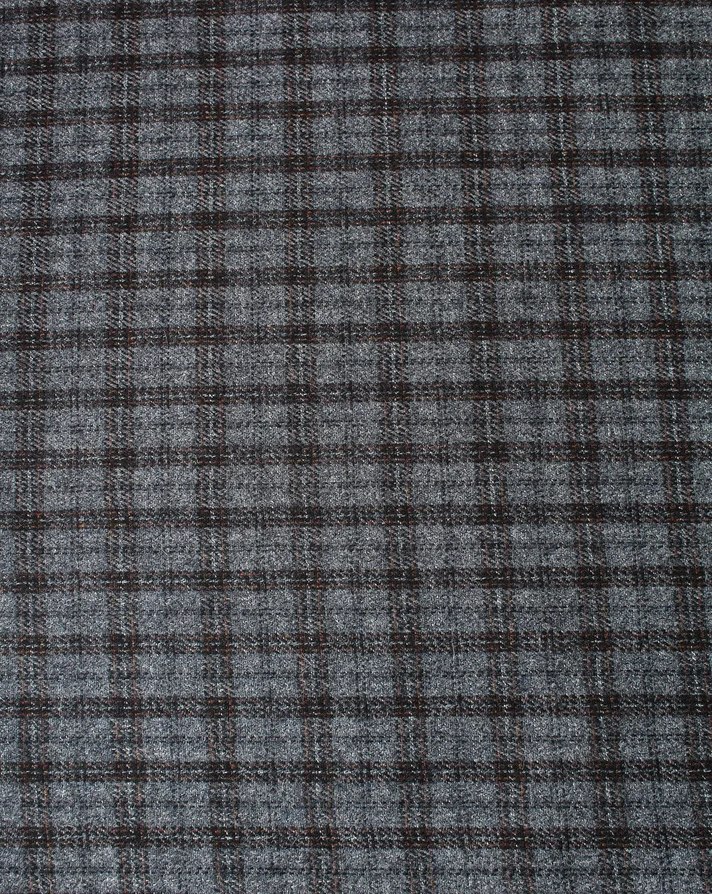 Grey And Black Checks Woolen Tweed Fabric