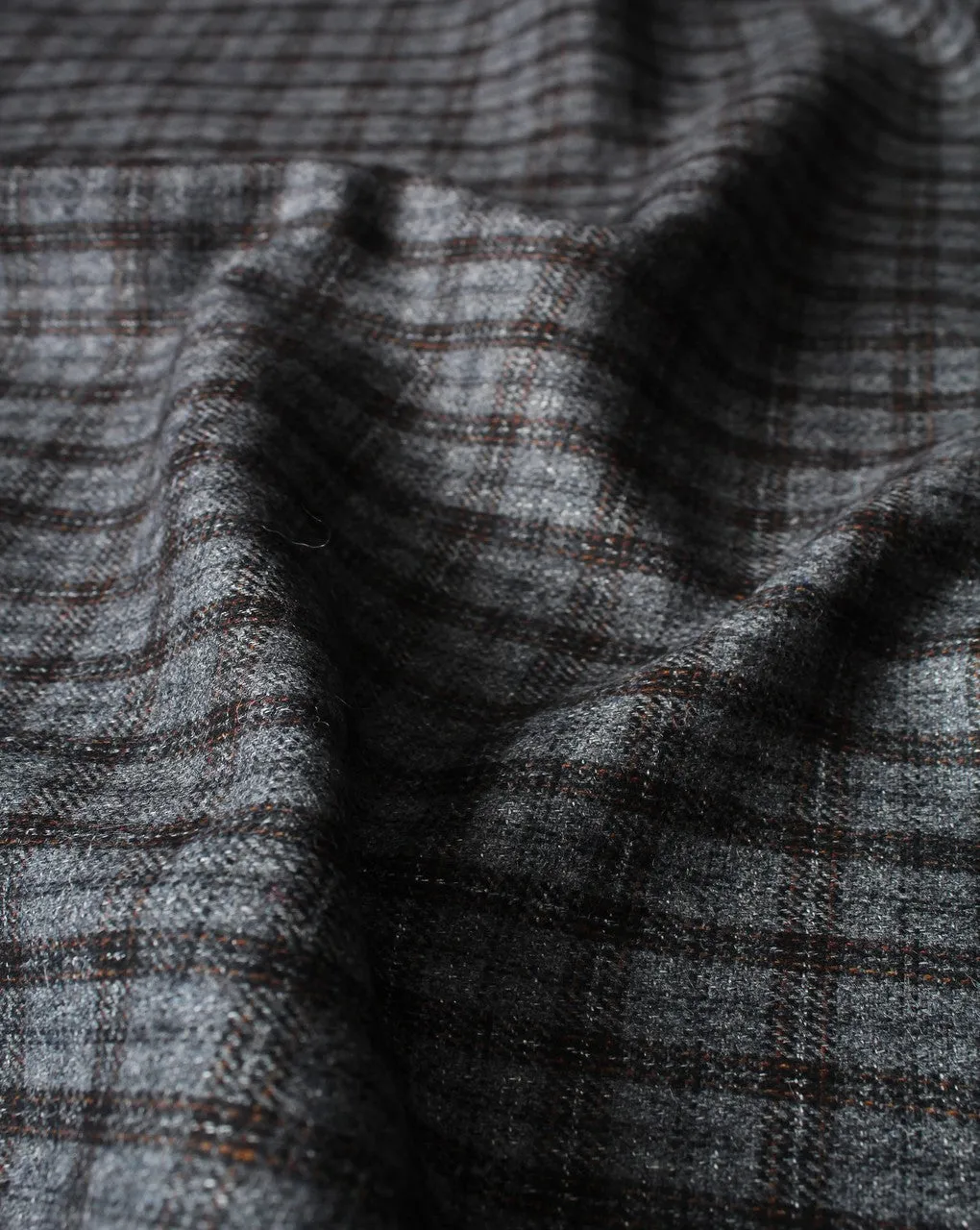 Grey And Black Checks Woolen Tweed Fabric