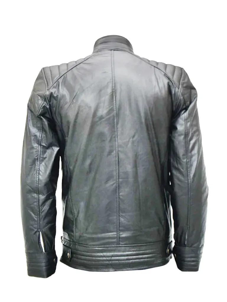 Grey Biker Leather Jacket