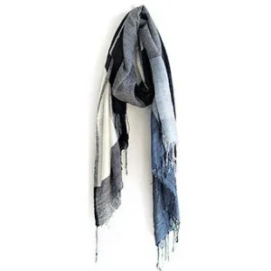 Grey Black and White Silk Hanish Scarf