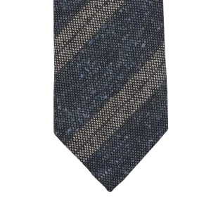 Grey Blue Striped Wool Tie