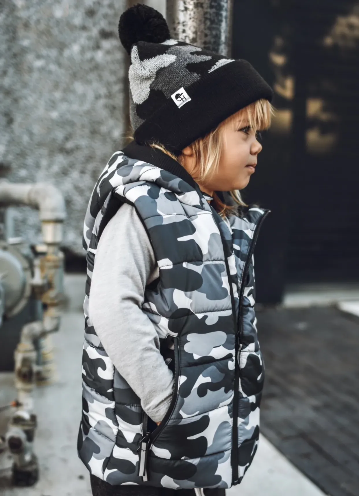 Grey Camo Puffer Vest