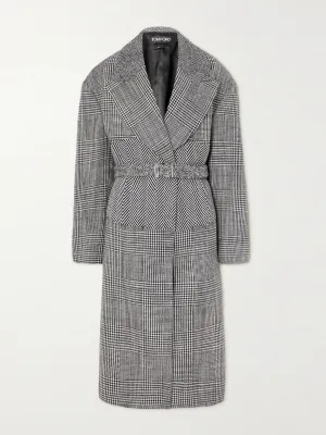 Grey checked cashmere coat