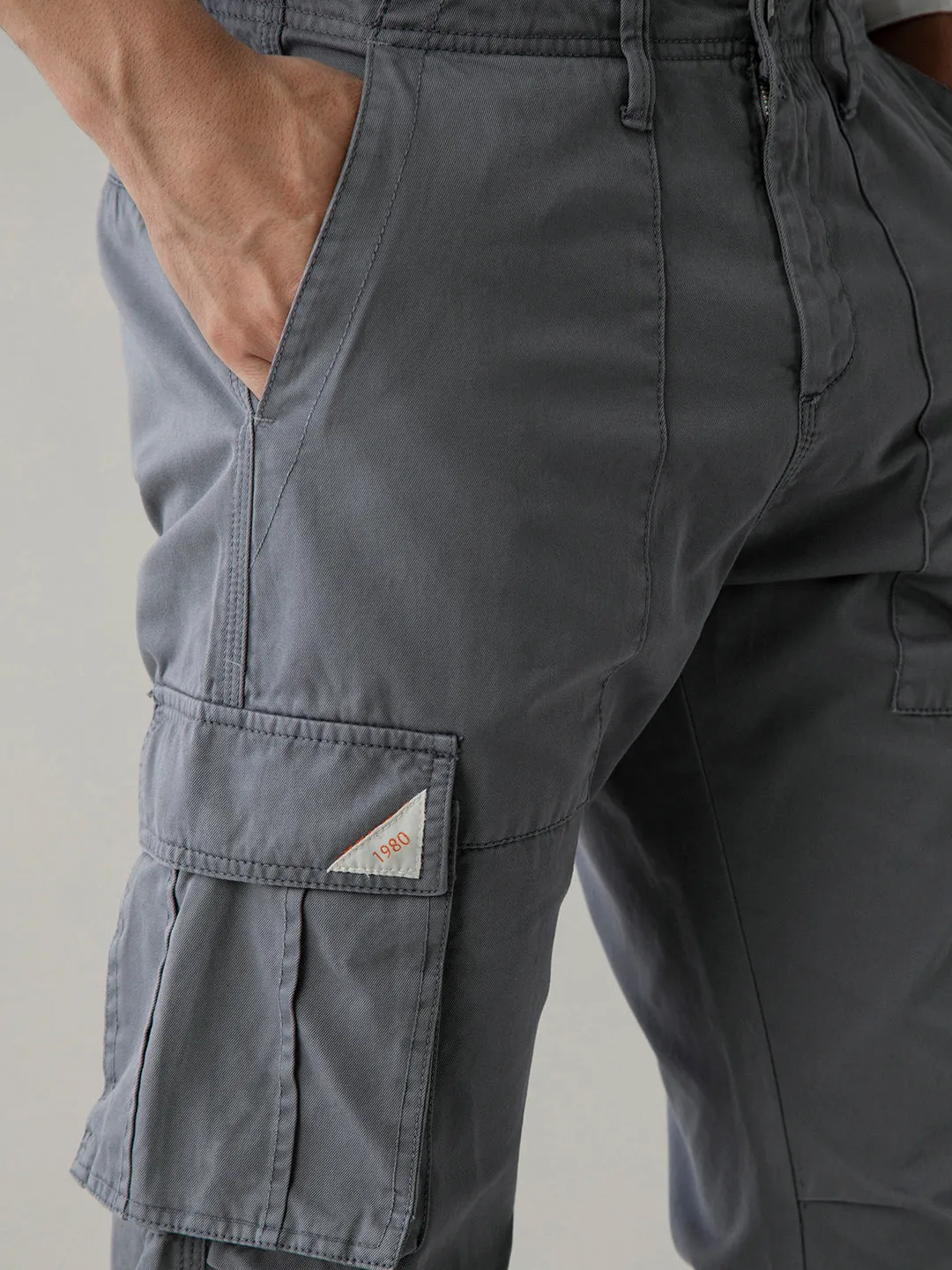 Grey Cotton Blend Cargo