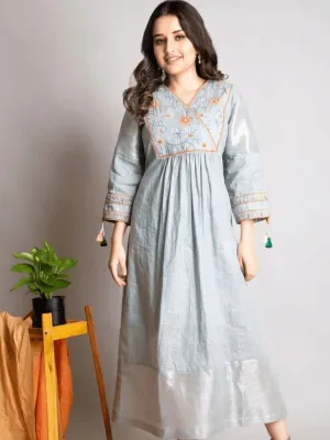 Grey Embroidered Dress