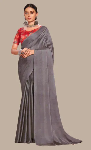 Grey Embroidered Sari