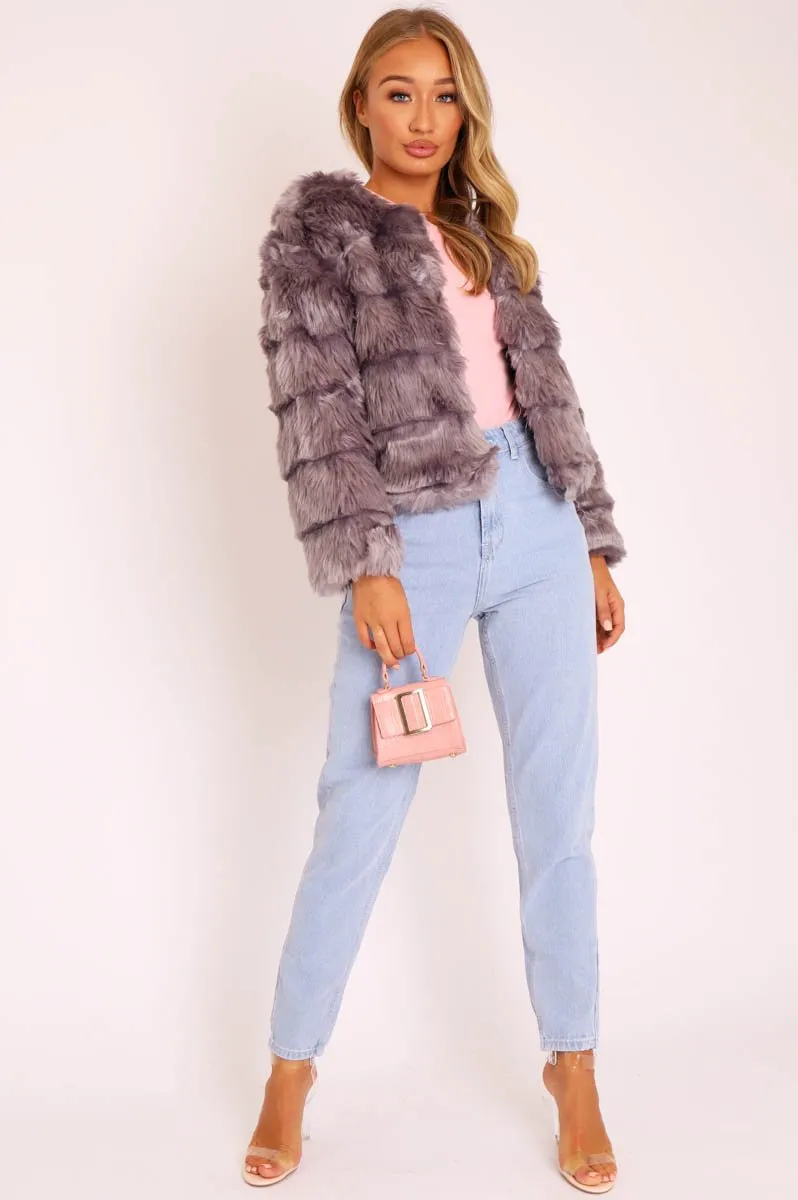 Grey Faux Fur Jacket - Estelle