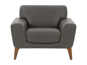 Grey Faux Leather Arm Chair