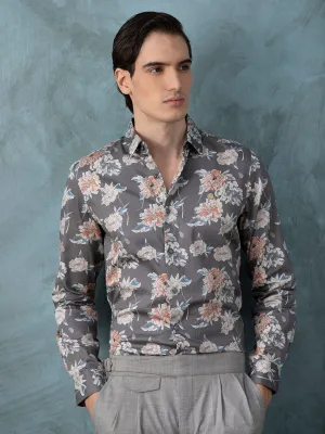 Grey Floral Printed Shirt