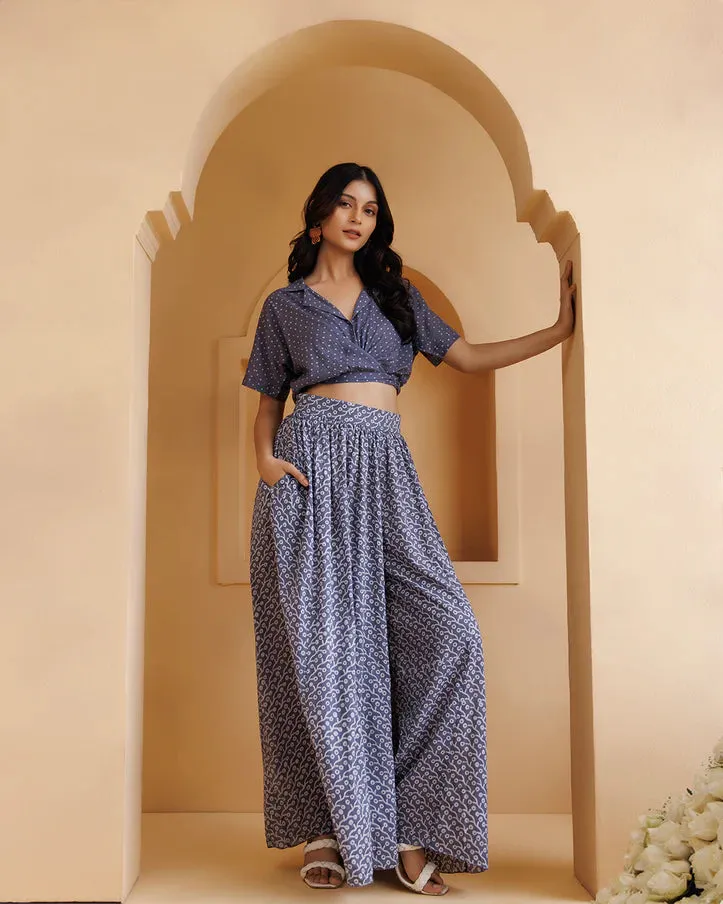 Grey Hand Block Printed Palazzo Set