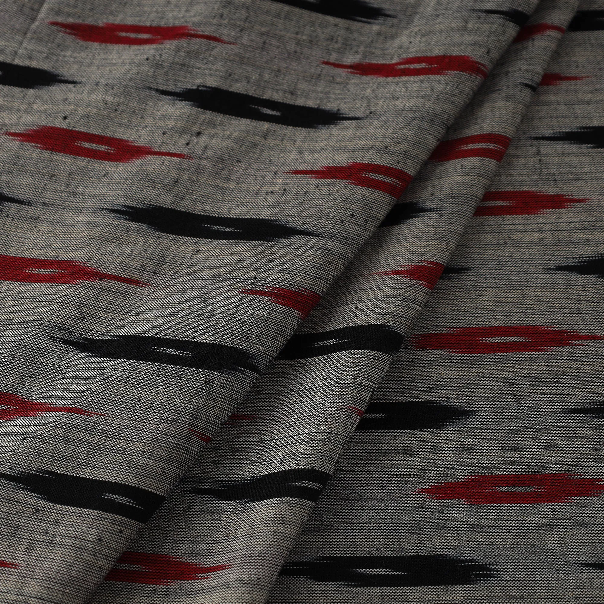 Grey - Handloom Cotton Pochampally Ikat Fabric 09