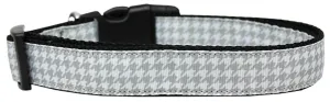 Grey Houndstooth Nylon Dog Collar Xl