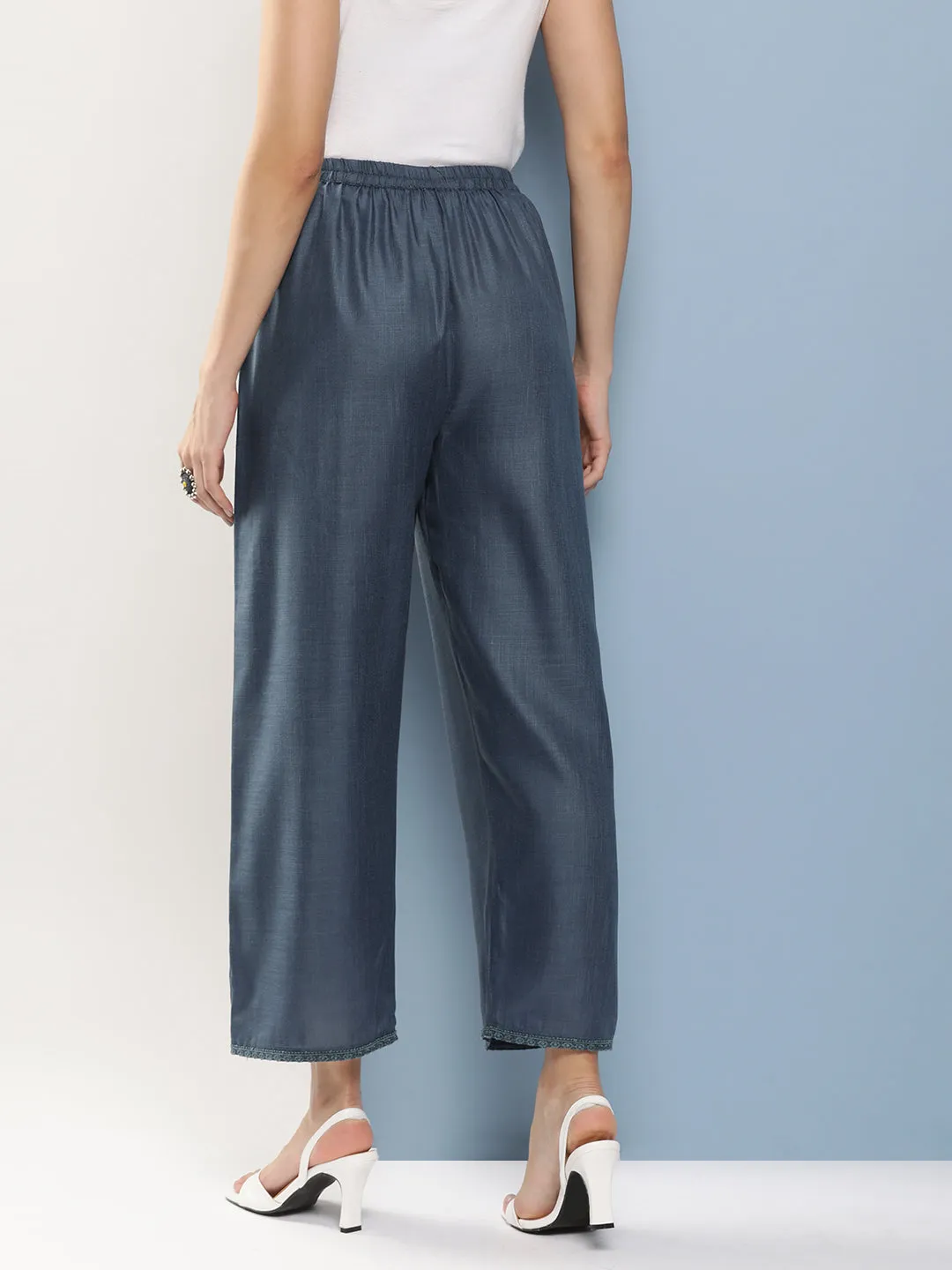 Grey Loose Fit Gathered Trousers