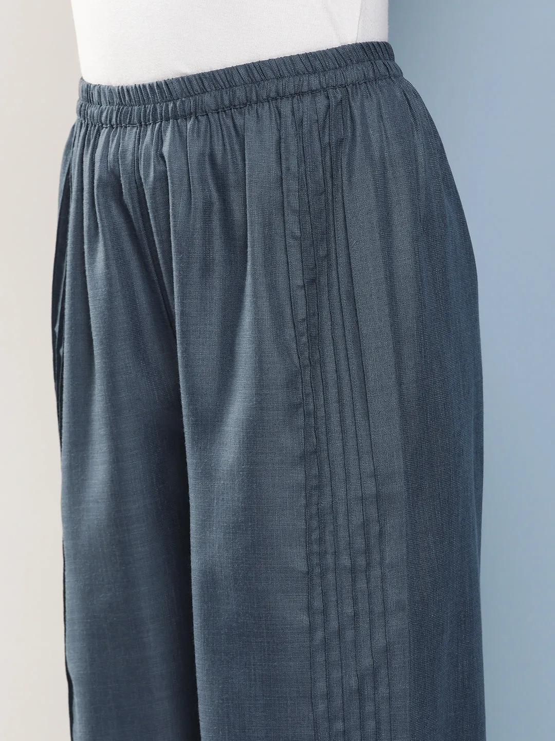 Grey Loose Fit Gathered Trousers