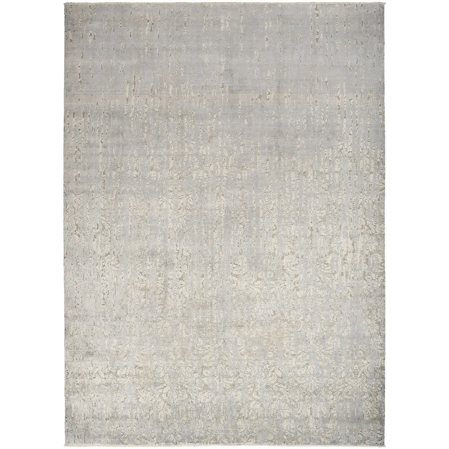 Grey Modern Silk Rug - 9'11" x 13'5"