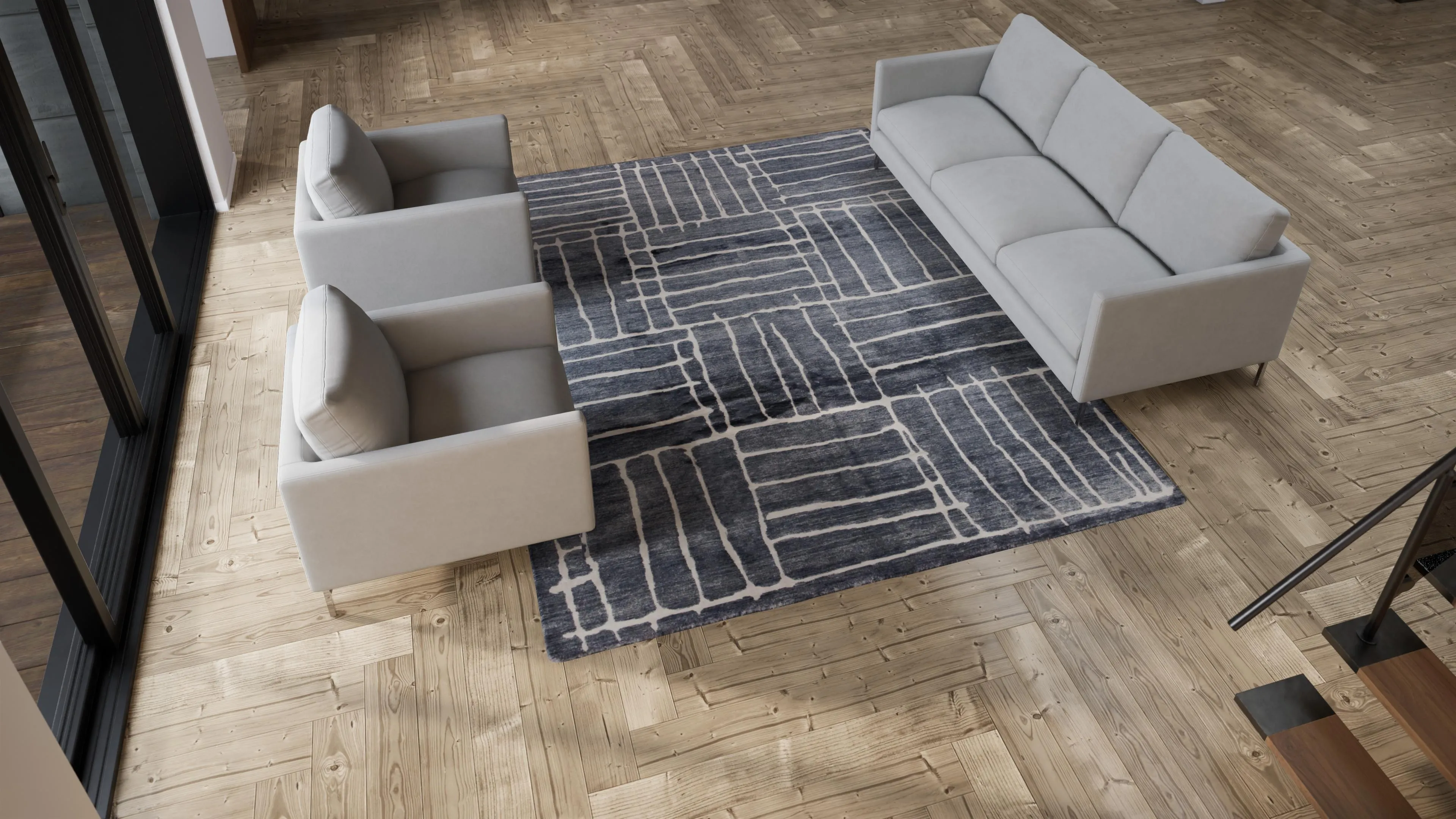 Grey Modern Wool Blend Rug - 8'1" x 10'2"