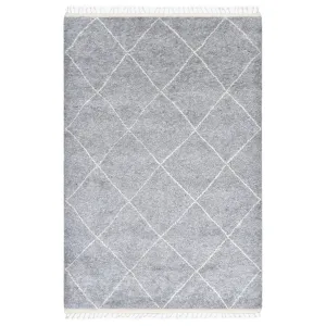 Grey Moroccan Wool Cotton Blend Rug