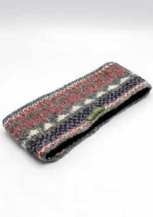 Grey Multicolor Pure Wool Winter Sherpa Head Band with Inner Fleece