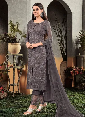 Grey Overall Embroidered Pakistani Pant Suit