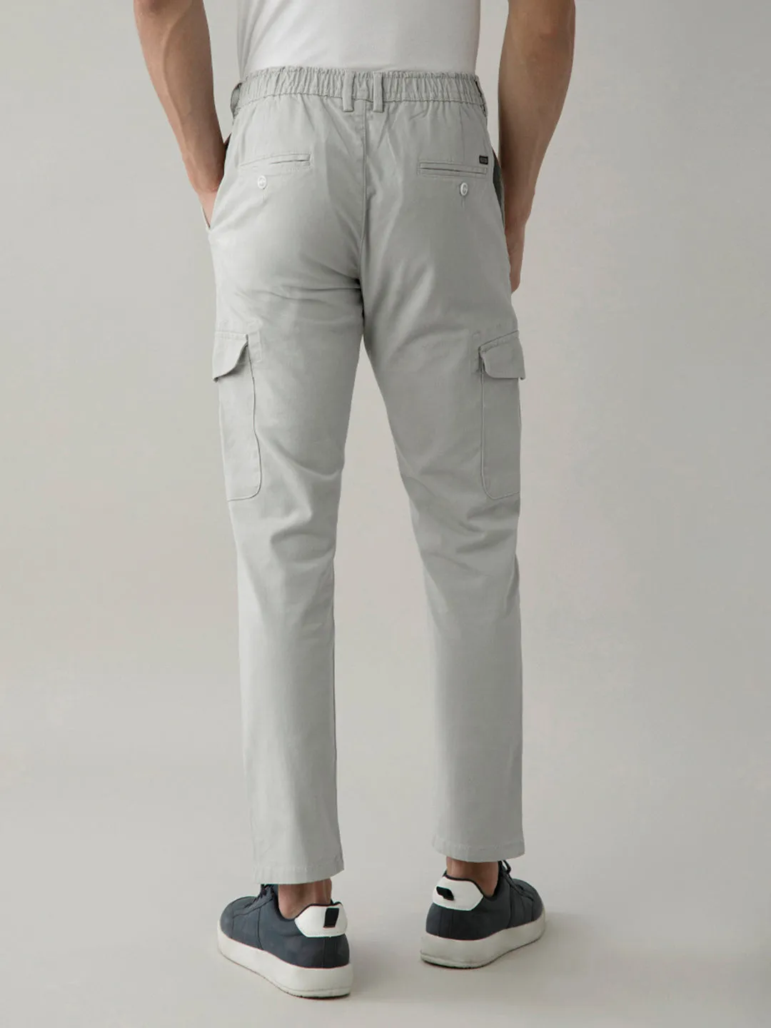 Grey Plain Cargo Pants