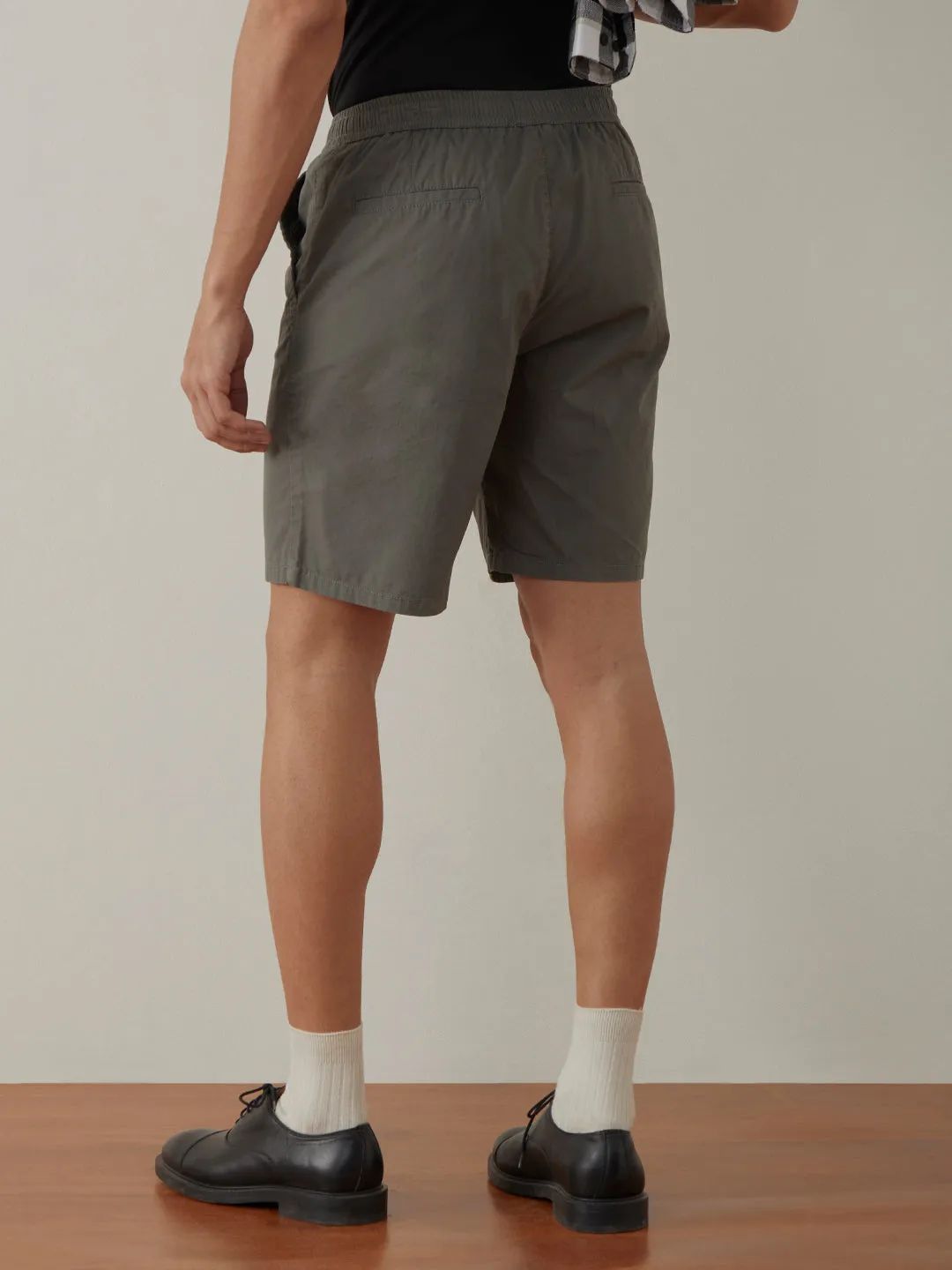 Grey Plain Cotton Shorts