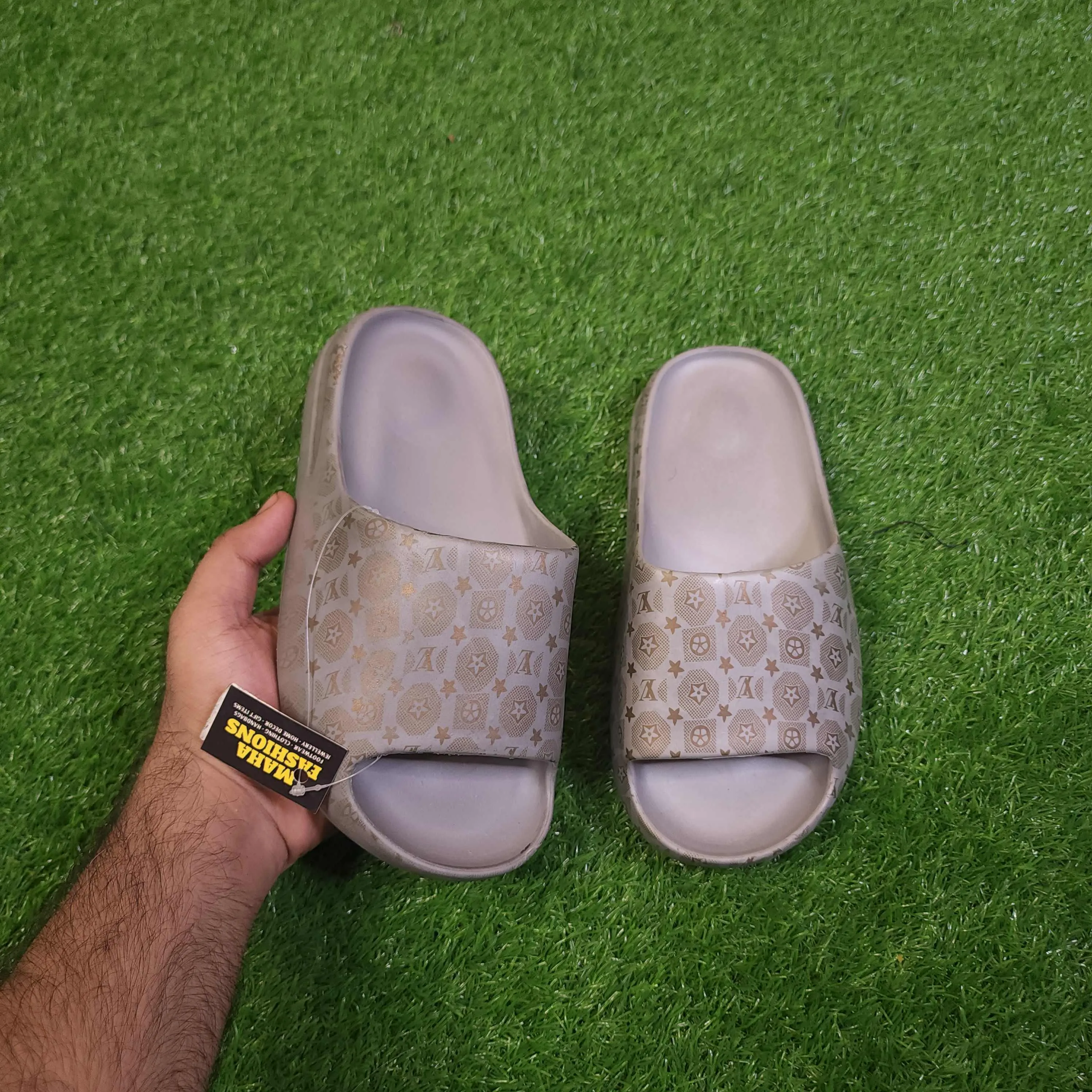 Grey Printed Comfy Slippers