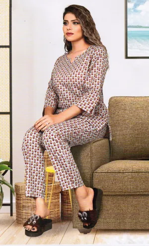 Grey Printed Cotton Leisure Set