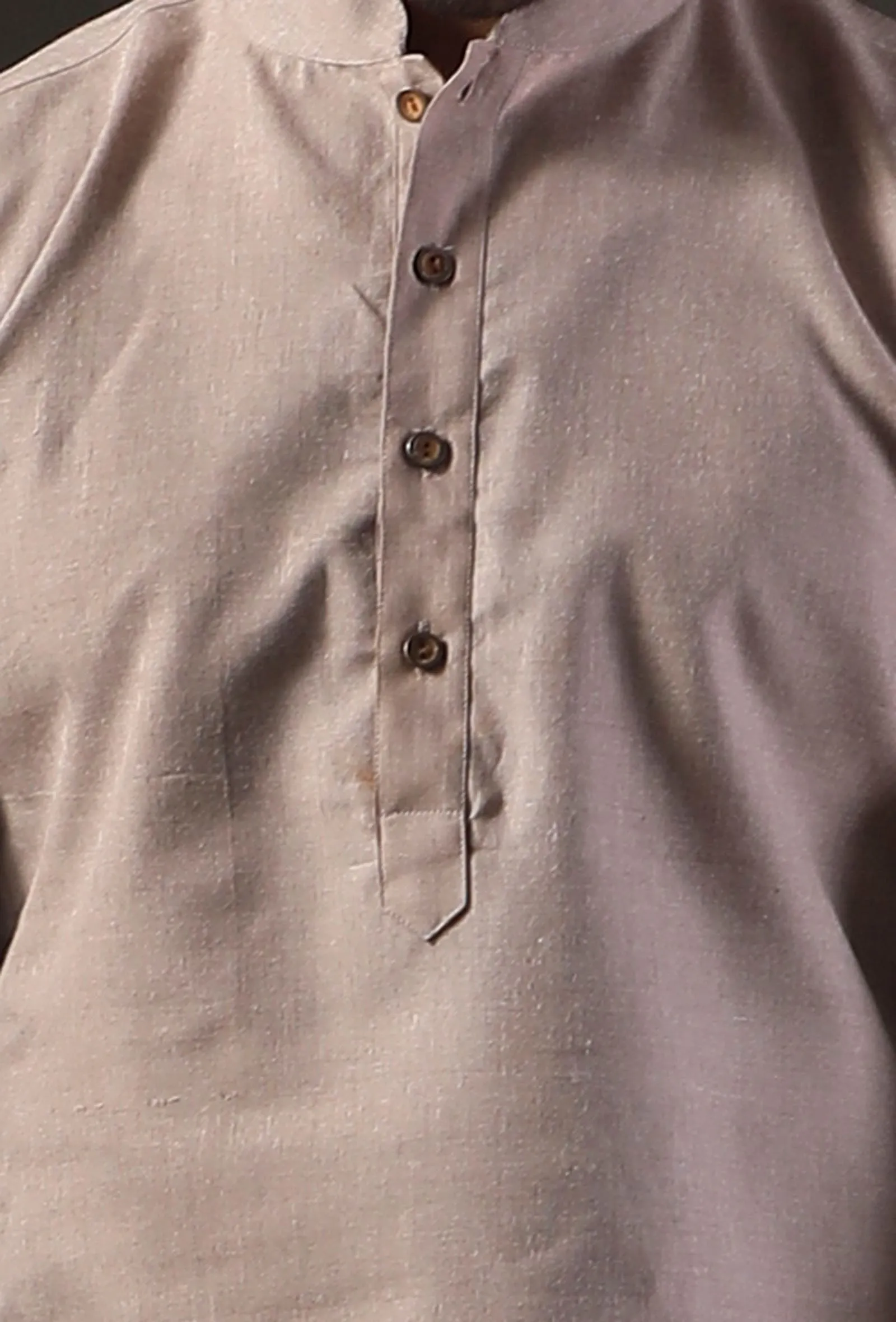 Grey Silk Kurta with Cotton Pyjama