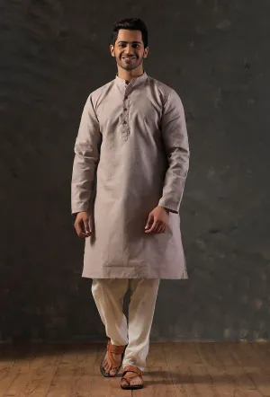 Grey Silk Kurta with Cotton Pyjama