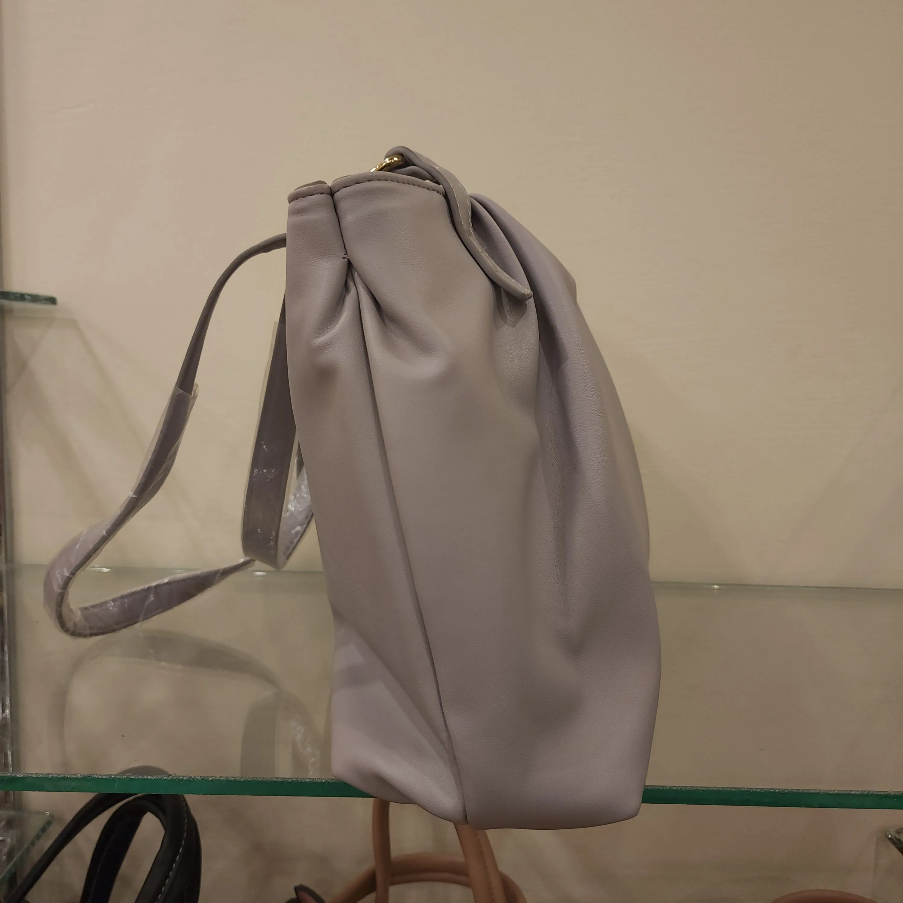 Grey Soft Leather Handbag