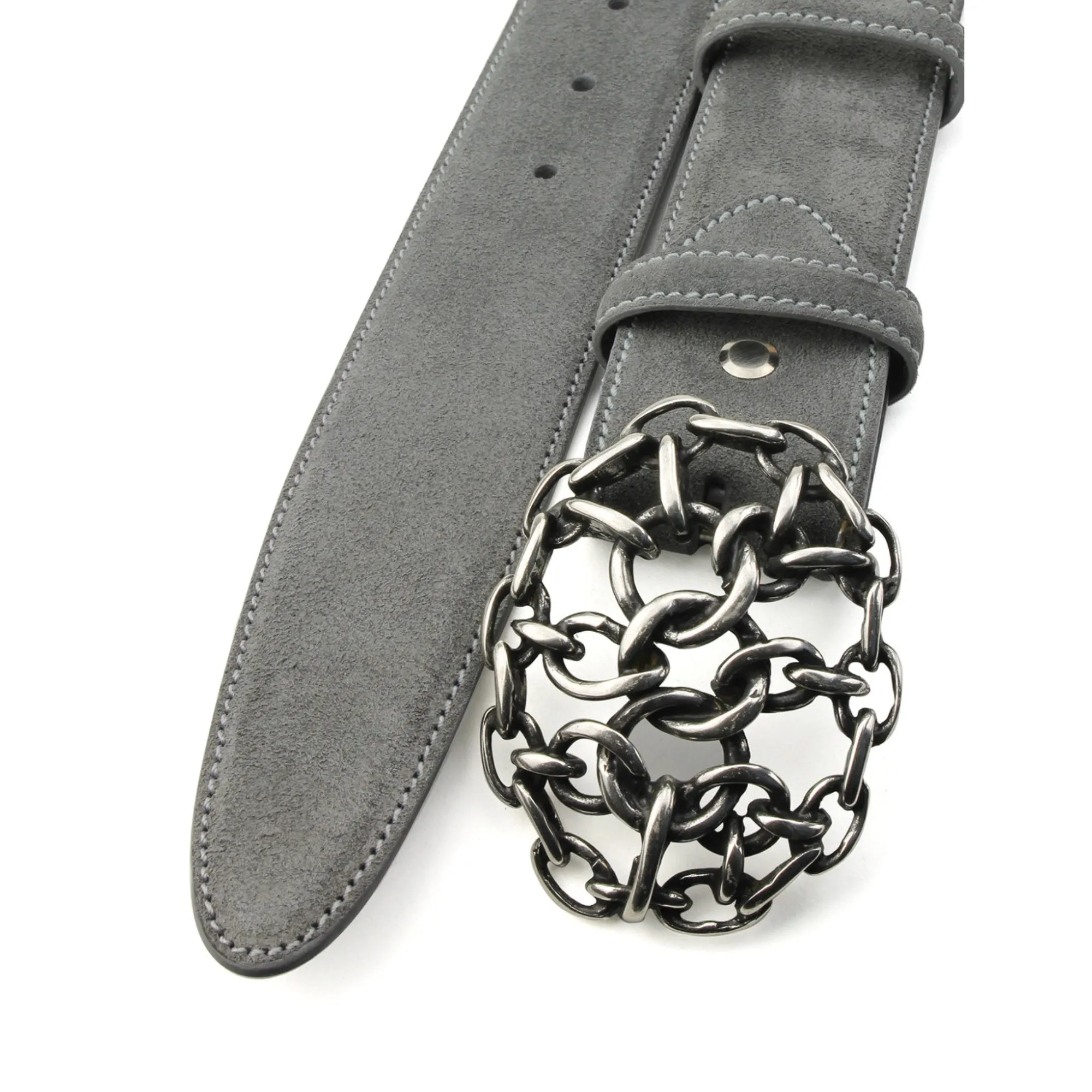 Grey Suede Chain Maille Belt